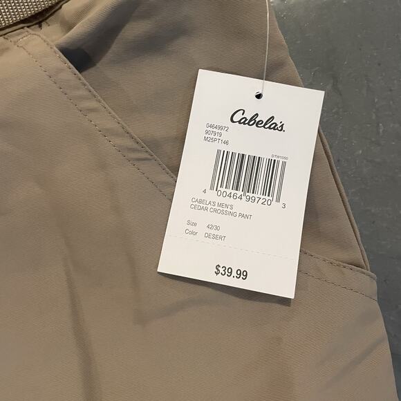 Cabela’s Convertible Cargo Pants Men 42x30 Belted Classic Fit Ankle Zip Tan - Picture 3 of 9